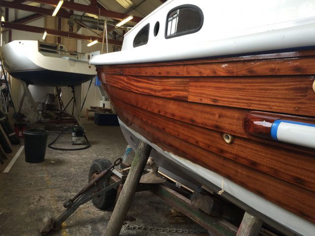 Norwegian built mahogany launch stripped and re-varnished